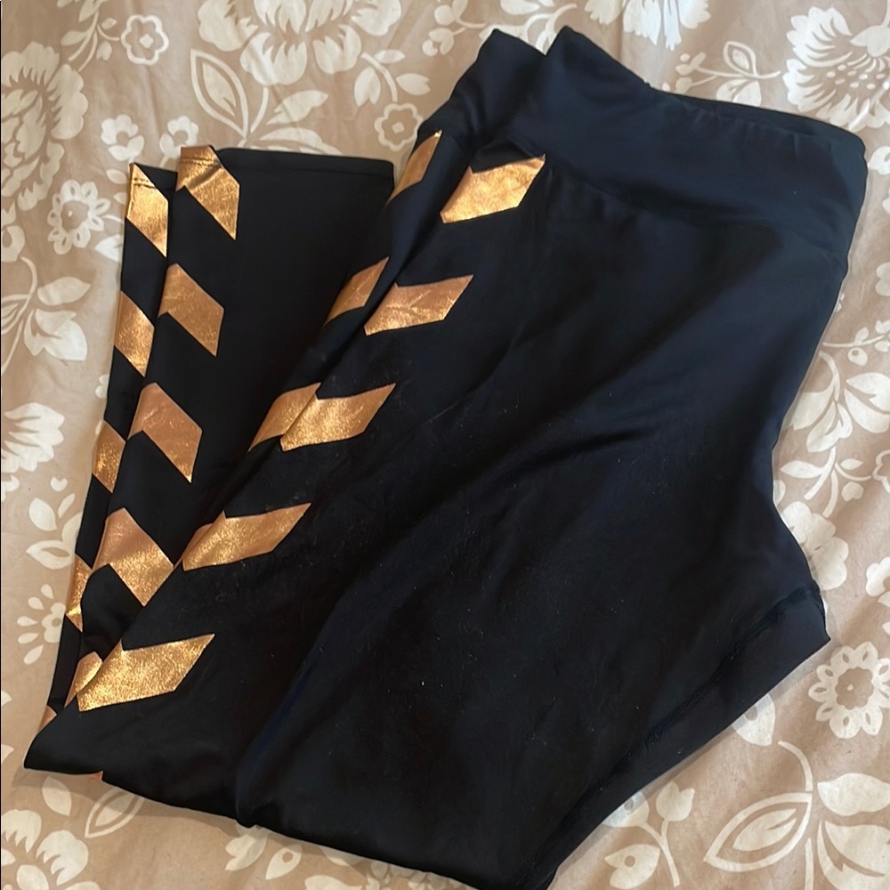 Black Leggings with Gold Chevron Accents